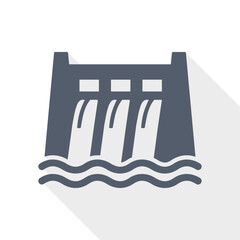 Hydroelectric dam icon representing water-based renewable energy generation.