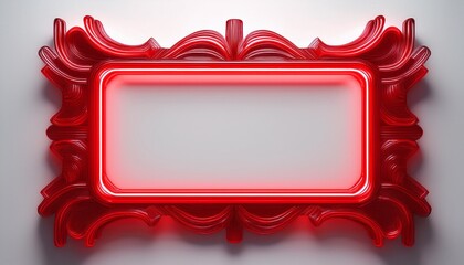 glowing neon red frame on white background