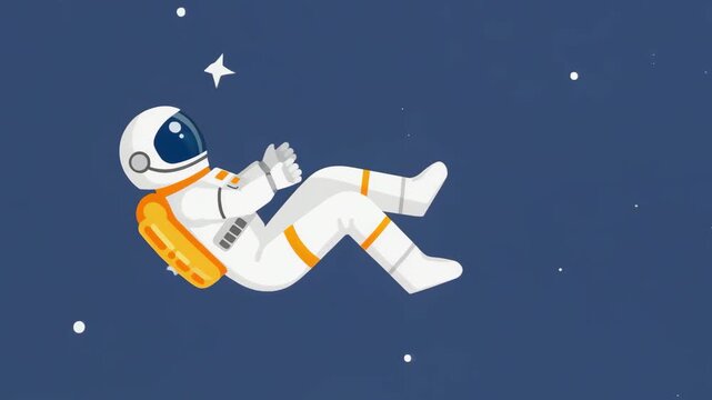 astronaut space fly stars flat illustration video animation