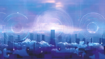 abstract blue background with binary code and cloud technology