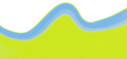 Abstract Wave. Lime Green. Grainy Texture. An isolated PNG clip art on a transparent background of a grainy lime green and blue gradient mesh wave for vibrant posters or tech banners.