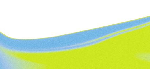 Grainy Wave. Noisy Texture. Abstract Design. An isolated PNG clip art of a grainy lime green and blue gradient textured wave on a transparent background for modern lo-fi or edgy posters.