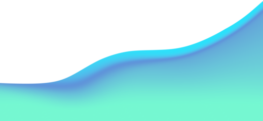 Teal Wave. Mesh Gradient. Abstract Footer. An isolated PNG clip art of a smooth teal and aqua blue mesh gradient wave on a transparent background for a website header or fresh branding.