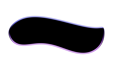 Abstract Wave. Fluid Art. Liquid Shape. An isolated PNG clip art of a black wavy liquid shape with a vibrant purple glowing edge on a transparent background for modern graphic design.