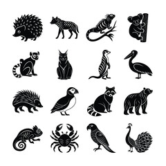collection of animals vector silhouettes