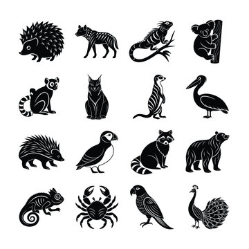 collection of animals vector silhouettes