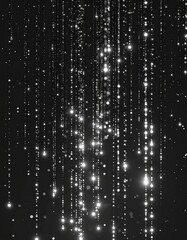 Abstract Background of Glittering Silver Particles on Black Backdrop