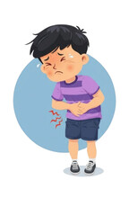 Little boy has stomach ache 