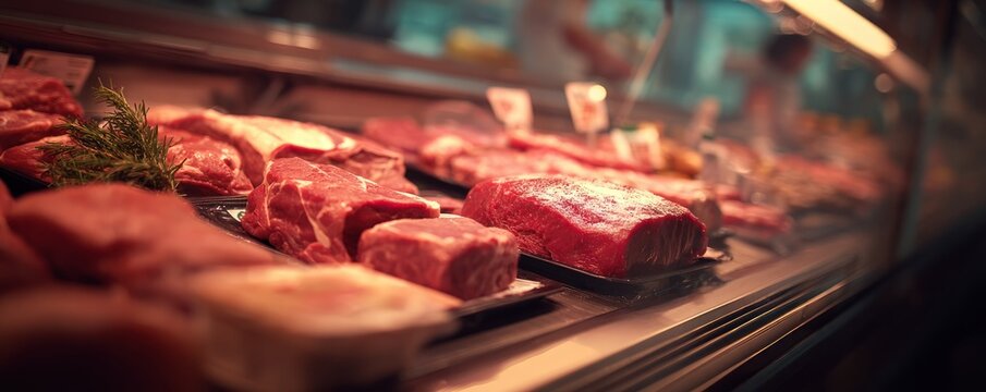 Fresh Meat Display - A Butchers Showcase of Quality Cuts.
