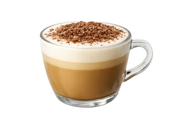 Obraz premium Latte macchiato drink in glass mug with foam