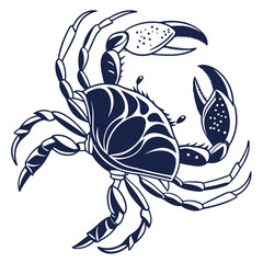 Stylish crab silhouette with monoline shadow effect. Suitable for modern branding, posters, tattoos, and decorative graphics.