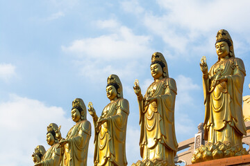 Obraz premium Golden Guanyin Statue at Fo Guang Shan Temple is Taiwanese style temple in Thailand