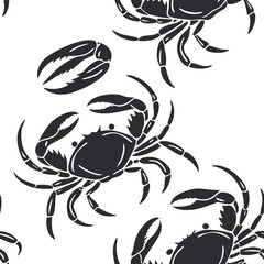Crab silhouette designed as a pattern element for coastal textiles, wallpapers, packaging, and decorative backgrounds.