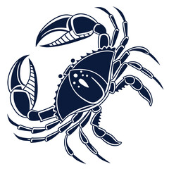 Stylish crab silhouette with monoline shadow effect. Suitable for modern branding, posters, tattoos, and decorative graphics.