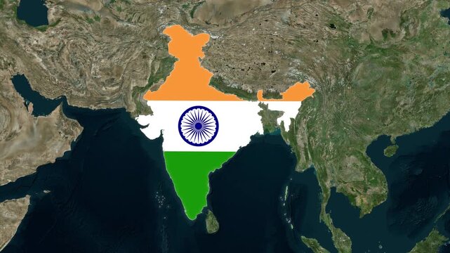 India Map With Flag Colors Overlay