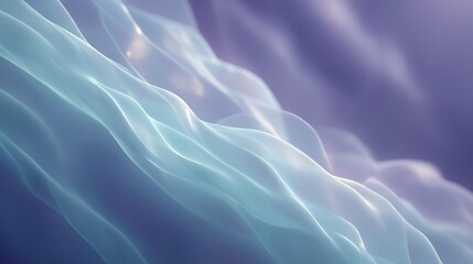 Fototapeta premium Ethereal flowing waves of translucent fabric in soft pastel colors create a dreamy atmosphere, evoking serenity and tranquility in a visually captivating abstract composition
