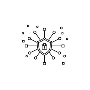Network Security Icon Cyber Protection Firewall Data Safety
