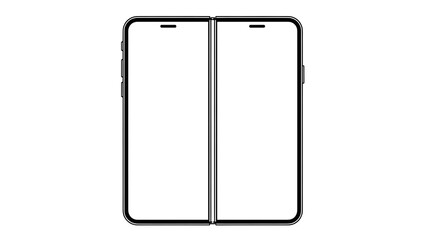 Foldable Smartphone Outline Mockup Dual Screen Transparent Background