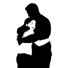 Father Hugging Daughter Silhouette Vector Illustration