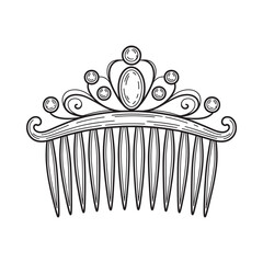 Elegant crown comb illustration a delicate detailed black and white drawing © MUZIHID CREATION