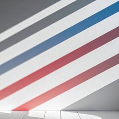 Obraz premium Abstract Interior with White Wall and Diagonal Shadows in Sunlight