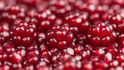 Delicious and healthy, a beautiful macro view of fresh pomegranate arils, full of antioxidants