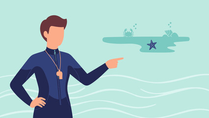 Beach Life Saving Team Worker Illustrative Vector Design Elements