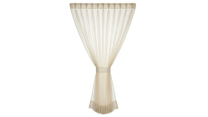 Elegant beige sheer curtain isolated PNG on transparent background, window treatment for home decor...