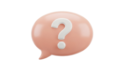 3D speech bubble with question mark isolated PNG, communication and support concept on transparent background