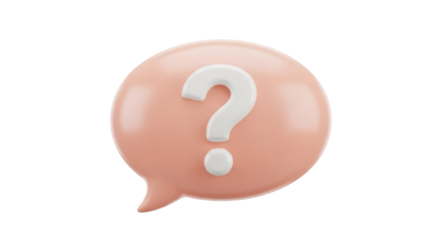 3D speech bubble with question mark isolated PNG, communication and support concept on transparent background - Powered by Adobe