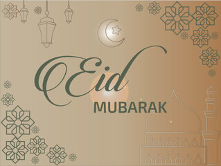 Happy Eid mubarak greeting card  Illustartion.