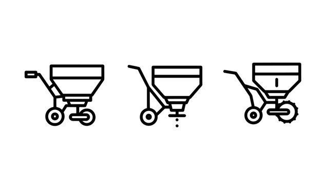 Lawn and Garden Seed Spreader Icons for Fertilizer Application and Seeding
