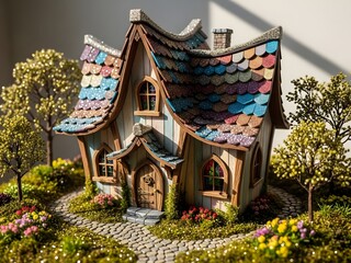 Enchanted Fairy Cottage in Whimsical Garden Setting
