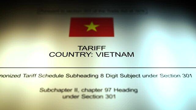 Cinematic Vietnam - United States Tariff Document.