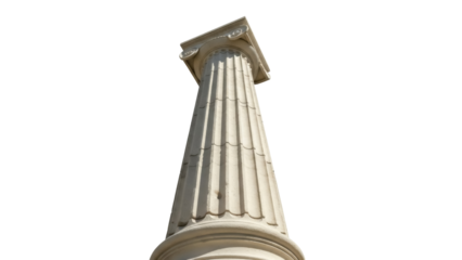 Elegant fluted column isolated PNG on transparent background, architectural element for building design and historical projects