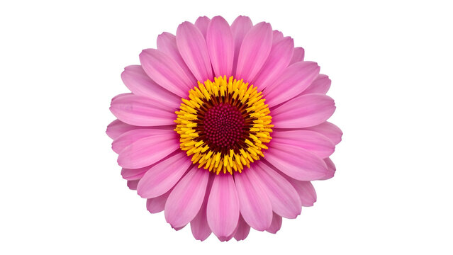 Pink flower with yellow center isolated on transparent background - Powered by Adobe