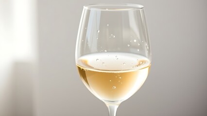 trebbiano. A crystal glass filled with pale golden wine and delicate condensation beads. bar promotions, beverage menus, designed for food & beverage menus and cafe branding, used by professors.
