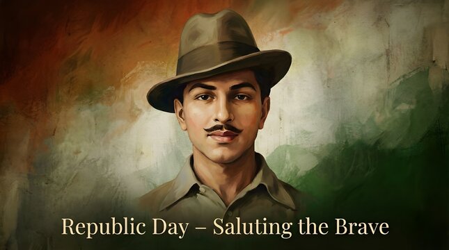 Republic Day Bhagat Singh Artistic Tribute Illustration