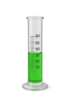 Graduated cylinder beaker with measurement markings isolated