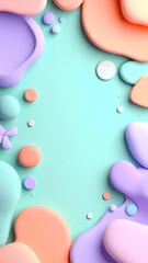 Pastel Blobs Abstract Background in Light Mint Green Peach and Lavender