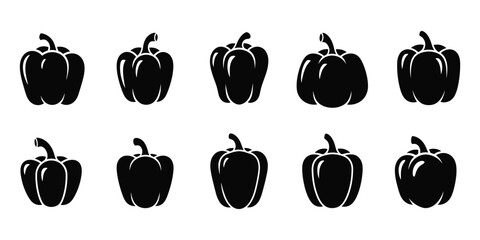 bell pepper with stem icon silhouette vector illustration symbol design