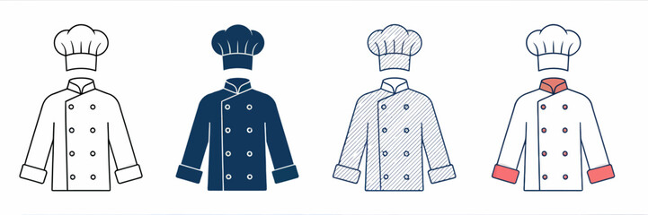 Four Chef Jackets with Hats Lineup  Culinary Uniforms