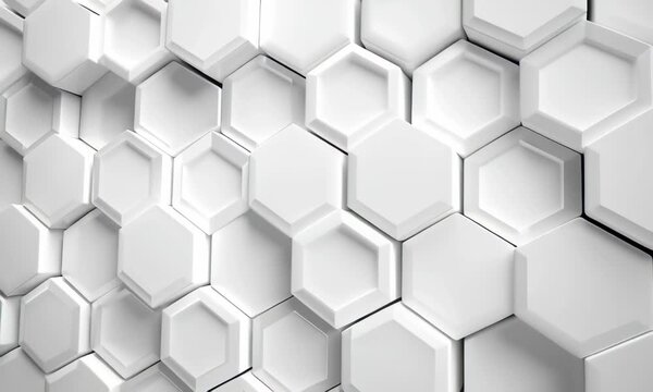 Video showcases a contemporary background with 3d white hexagonal tiles creating a modern and stylish visual effect