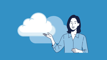 Businesswoman Presenting Cloud Solutions Platform for Digital Innovation