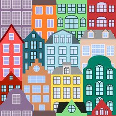 Amsterdam Houses Seamless Pattern &ndash; Dutch Canal Architecture Design