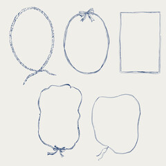 Tropical vector underwater style set of frames with sea ropes and bows Isolated on white background. Border for interior design, prints, fabric or background.