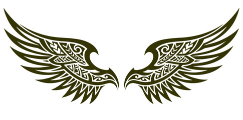 Obraz premium Tribal wings vector illustration with intricate pattern