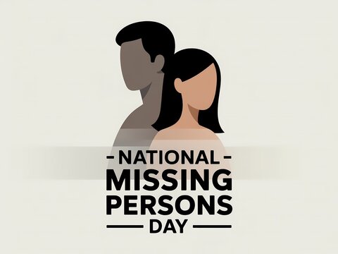 National missing persons day awareness campaign logo with silhouette profiles