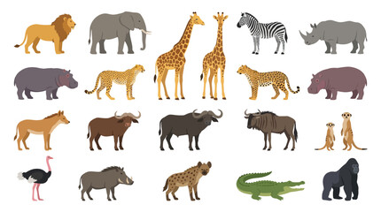 Fototapeta premium Collection of Various Wild Animals Illustration.