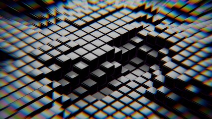 Abstract 3D Cube Pattern with Colorful Distortion Cubes Digital Art Geometry. Concept featuring abstract, 3d, cubes, pattern, digital art.